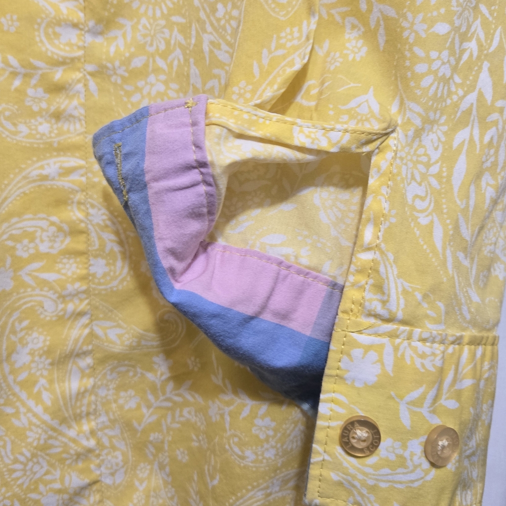 Laura Scott Yellow and White Paisley Button-Up Blouse - Picture 6 of 7